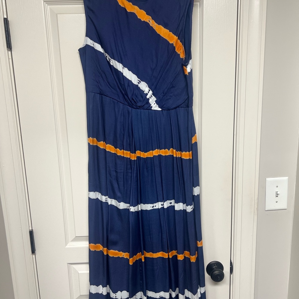 Navy and Orange Maxi Dress